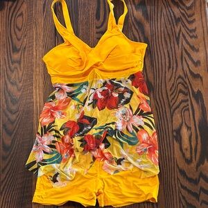 Yellow Floral Women’s Tankini Swimsuit